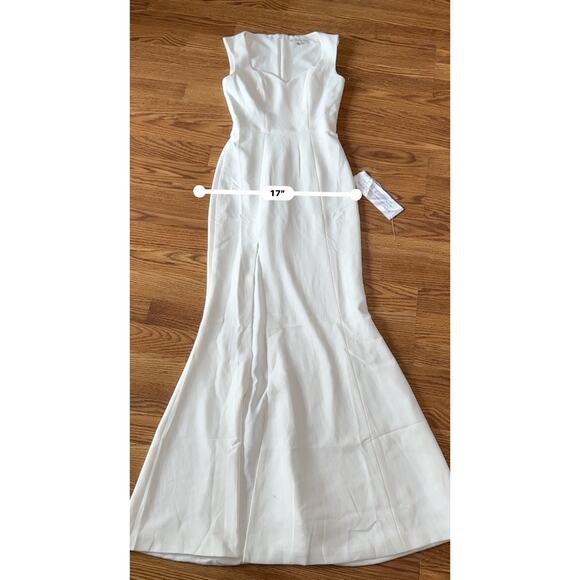 Dress the Population Sandra Plunge Crepe Trumpet Gown off white size Xxs - Picture 7 of 15